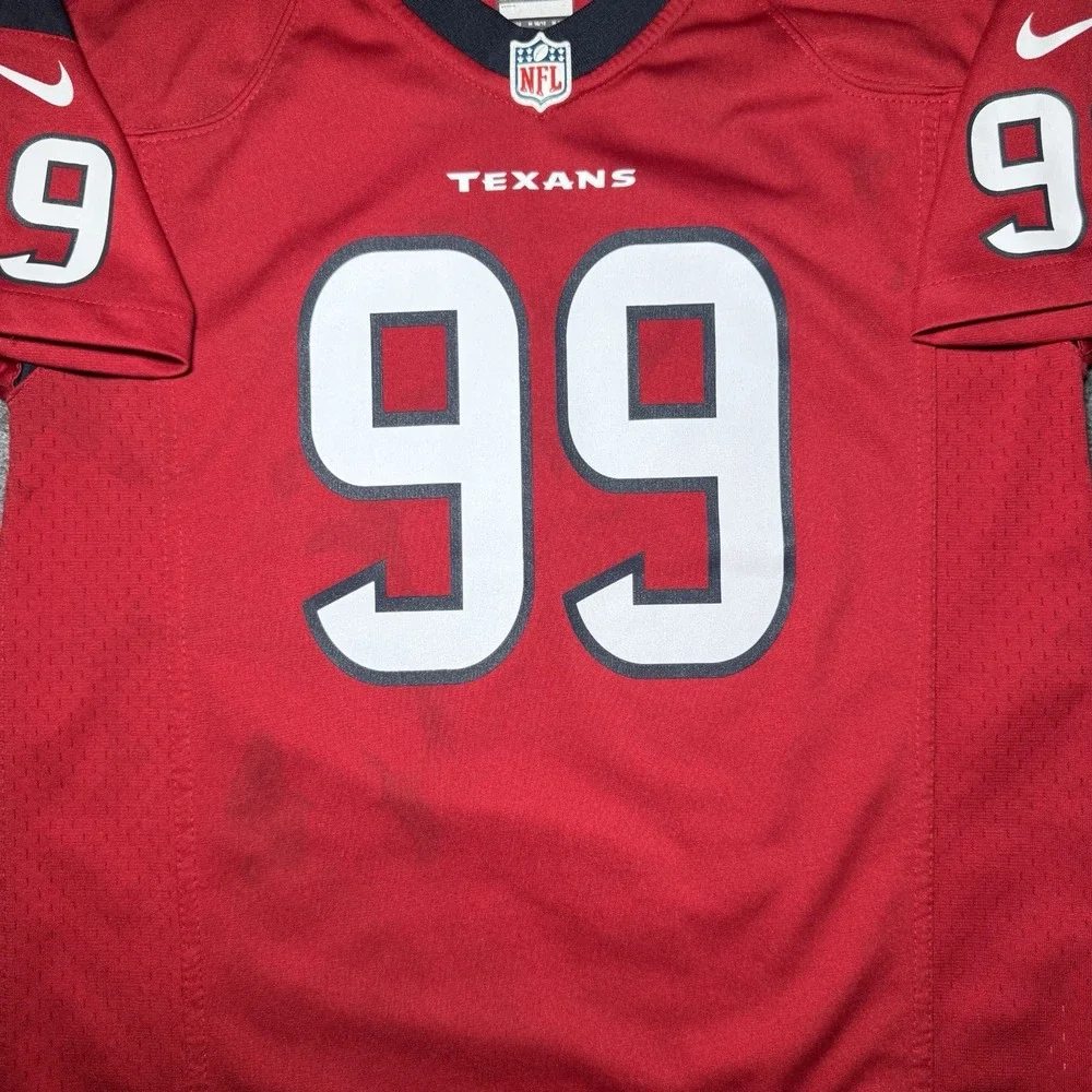 Nike Boys Houston Texans J.J. Watt 99 On Field Jersey Red Medium 10/12 NFL
